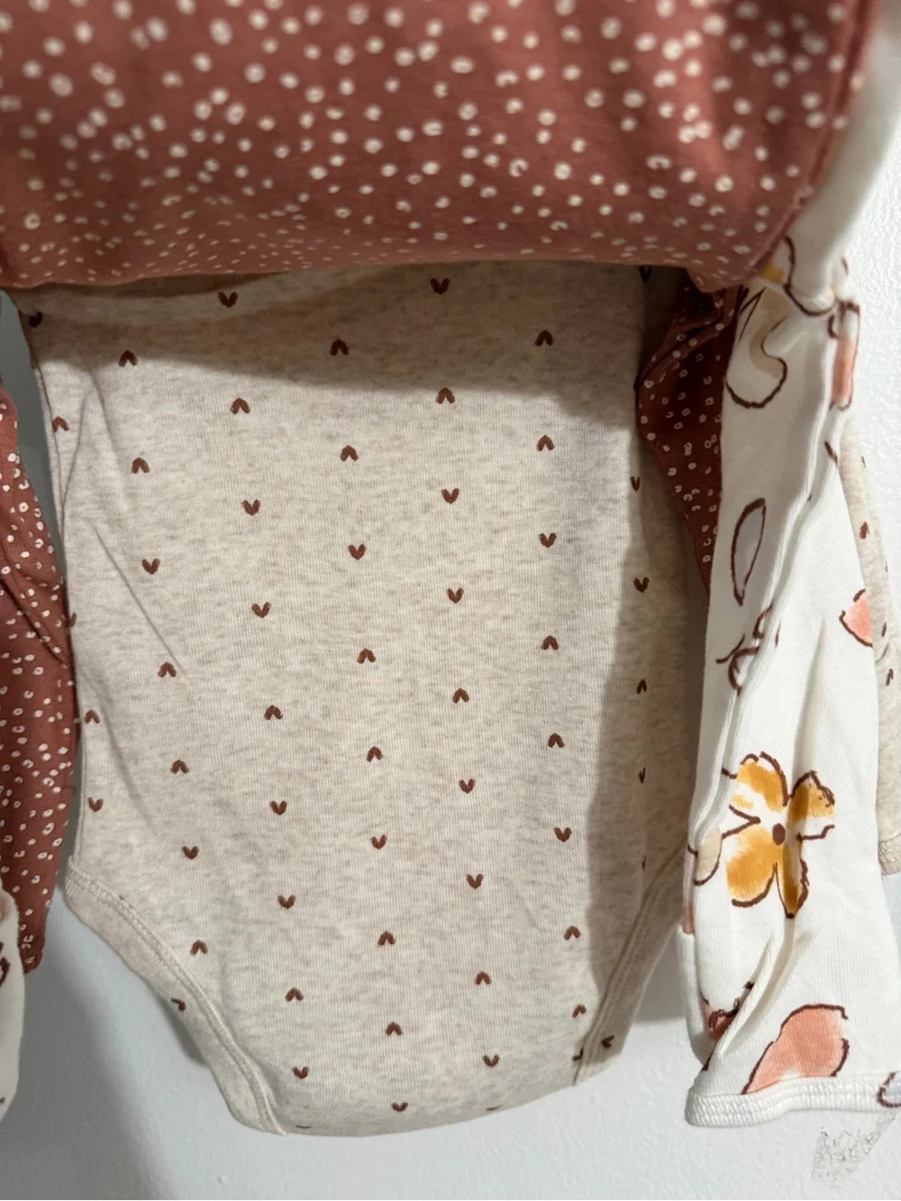 Carter's Cream Long-Sleeve Floral Baby One-Piece with Pink & Yellow Accents